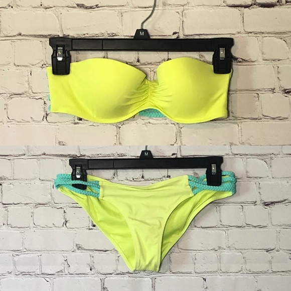 Victoria's Secret Other - Victoria’s Secret Green Blue Bandeau Bikini Set
